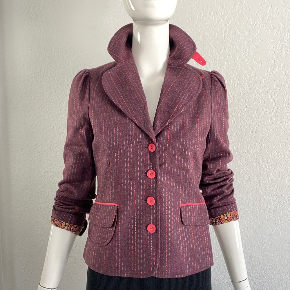 Penguin maroon pink striped blazer